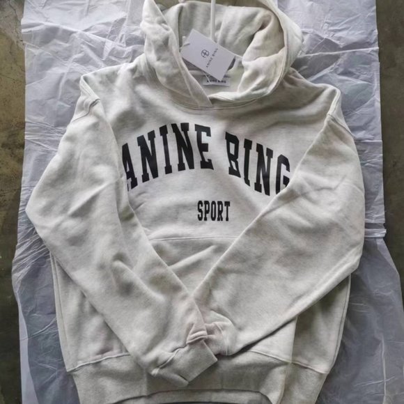 Anine Bing Sport Sweatshirt Light Gray Oversized Hoodie - Picture 1 of 5